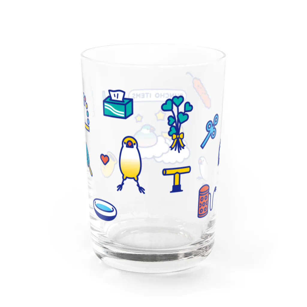 もしもしこちら文鳥のBUNCHO ITEMS Water Glass :back