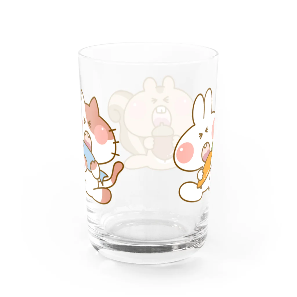 抹茶こあら@SUZURIのいただきまーす(ウサギ・リス・ネコ) Water Glass :back