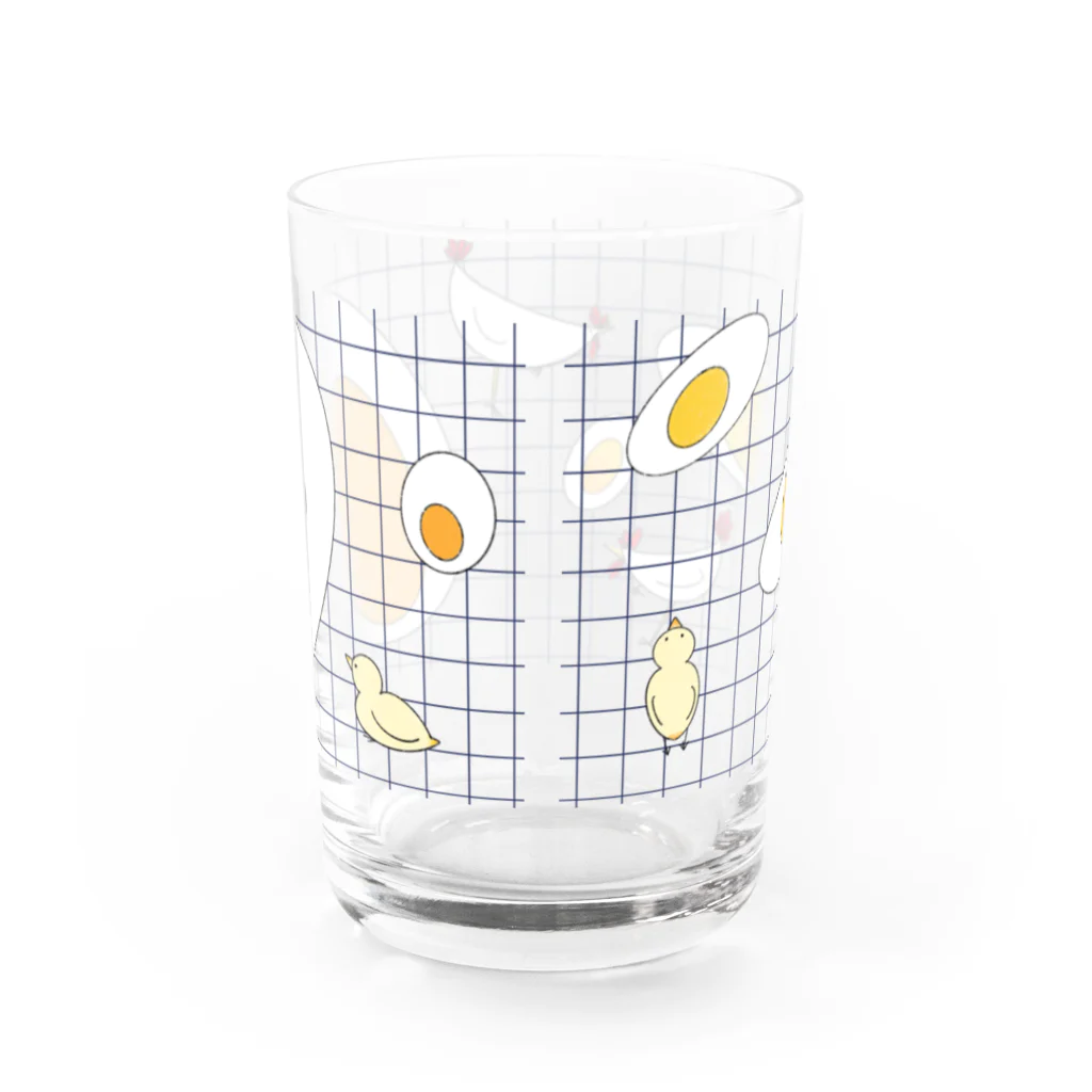 Lucieの鶏が先かたまごが先か Water Glass :back