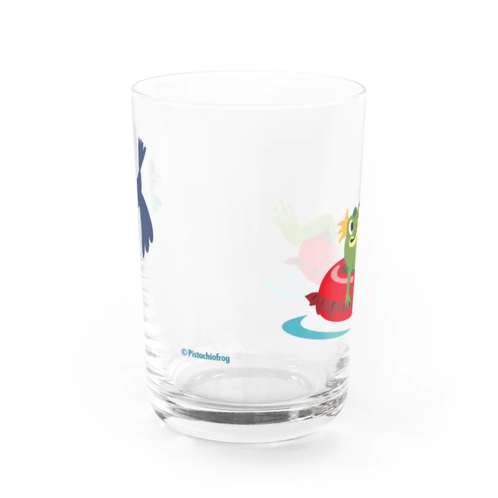 PistachioFrog@SUZURIの浮き輪カエル Water Glass :back