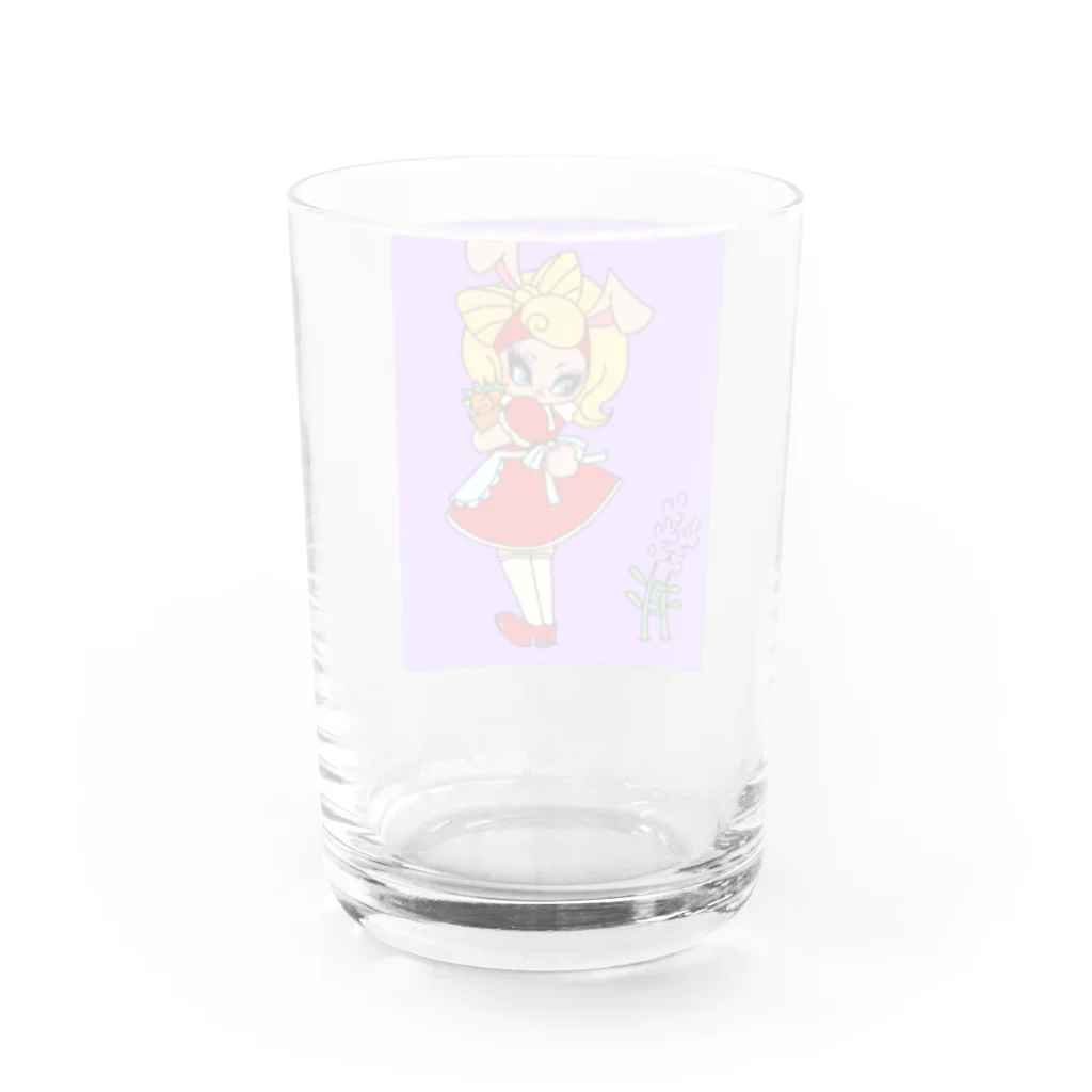 こつめちゃんのおみせのラベンダーとウサギ Water Glass :back