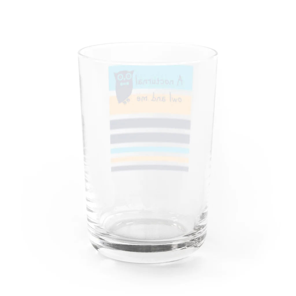 キッズモード某のフクロウとボーダー Water Glass :back