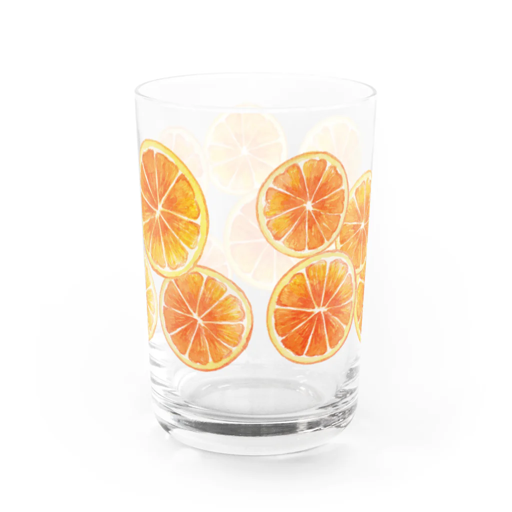 きねつきの水彩オレンジグラス グラス反対面