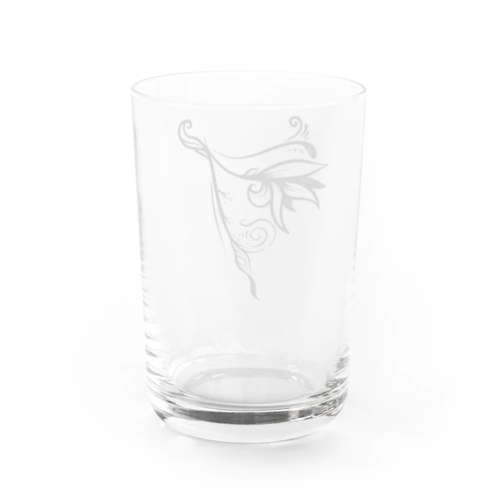 湘南の彫金屋 RuneSorceryの【Hi,mighty me】イディスの羽 タトゥーデザイン 黒プリント Water Glass :back