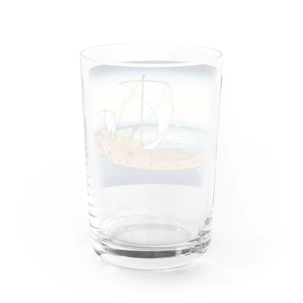 世界の絵画アートグッズの葛飾北斎《富嶽三十六景 上総の海路》 Water Glass :back