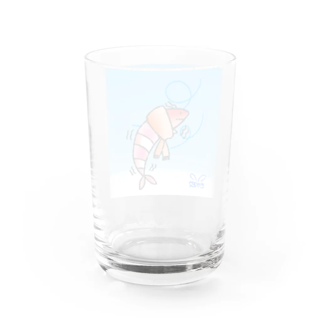 さつきうさぎえびえびショップのさむさむえび丸〜背景＆サイン入り〜 Water Glass :back