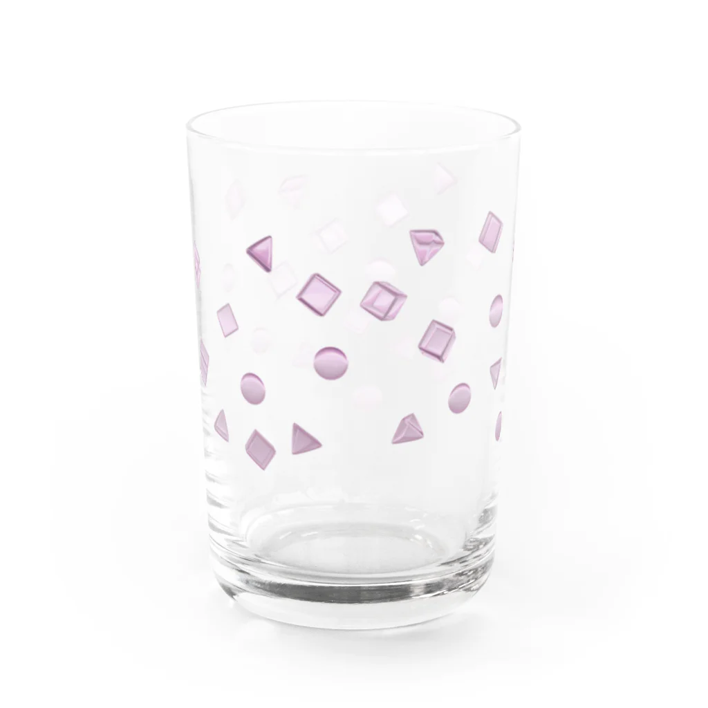 menmiの丸・三角・四角の氷のようなものたち　ピンク Water Glass :back