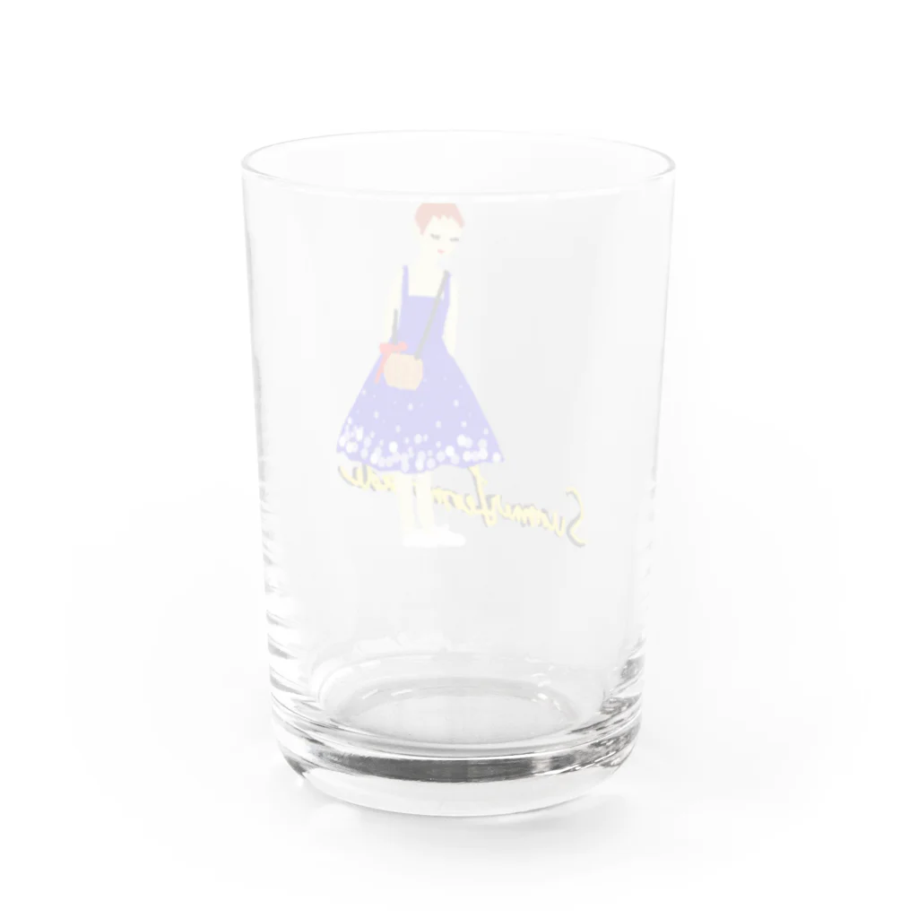 レモンスカッシュの泡の青いワンピースの子 Water Glass :back