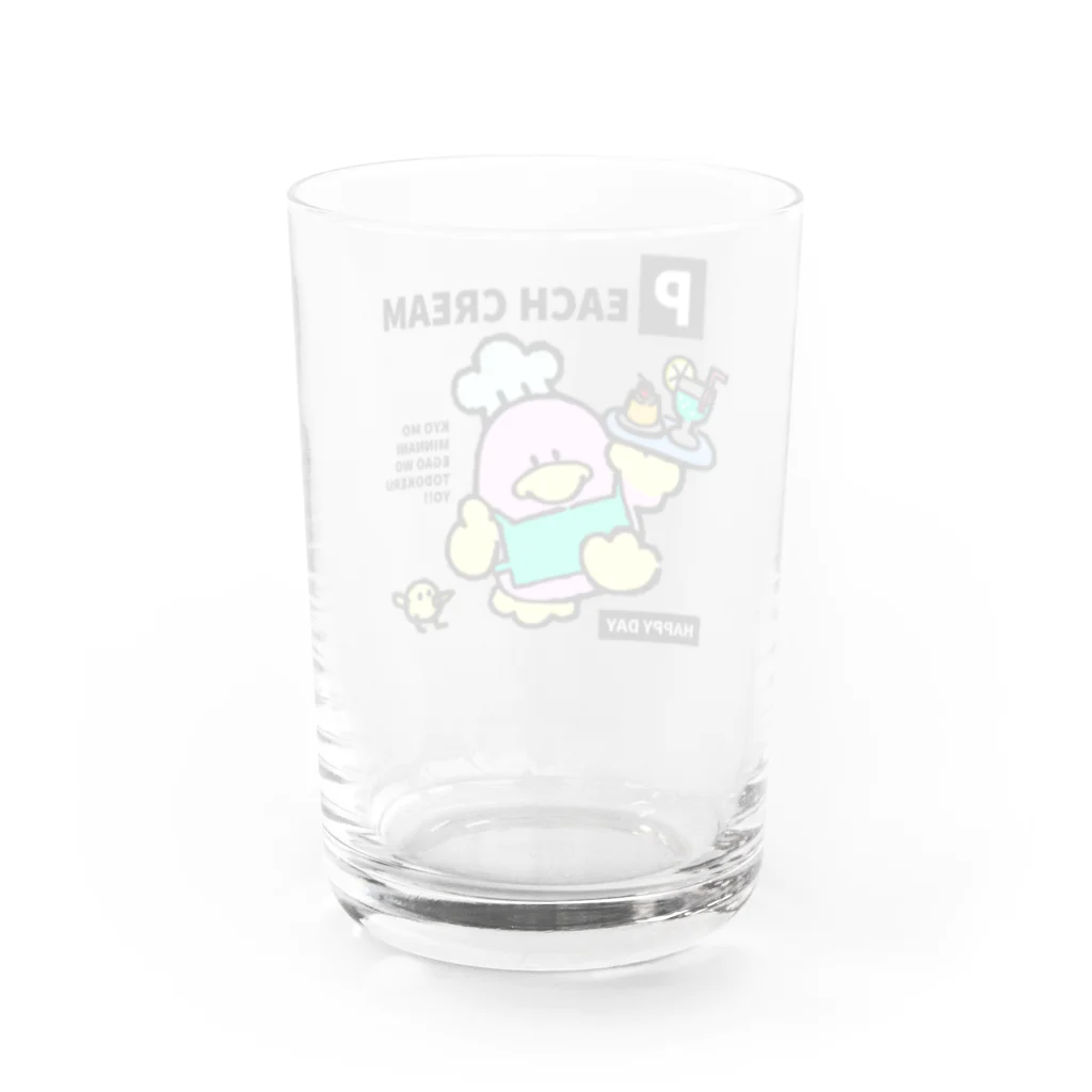 ファンシーはにゅまるマートのPEACH CREAM ファンシーペンギン Water Glass :back