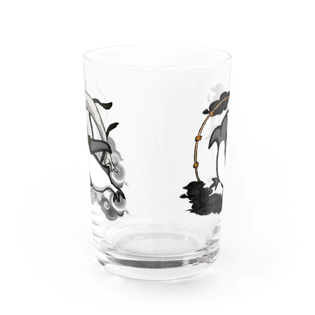 イルカのTシャツ屋さん🐬の風ペン雷ペンギンちゃん Water Glass :back