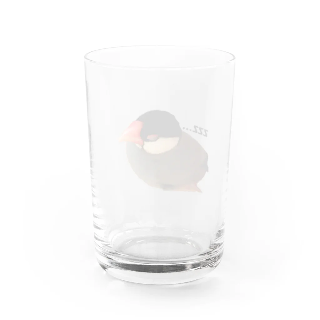 harupink🌸ペット似顔絵illustのおねむな文鳥さん Water Glass :back