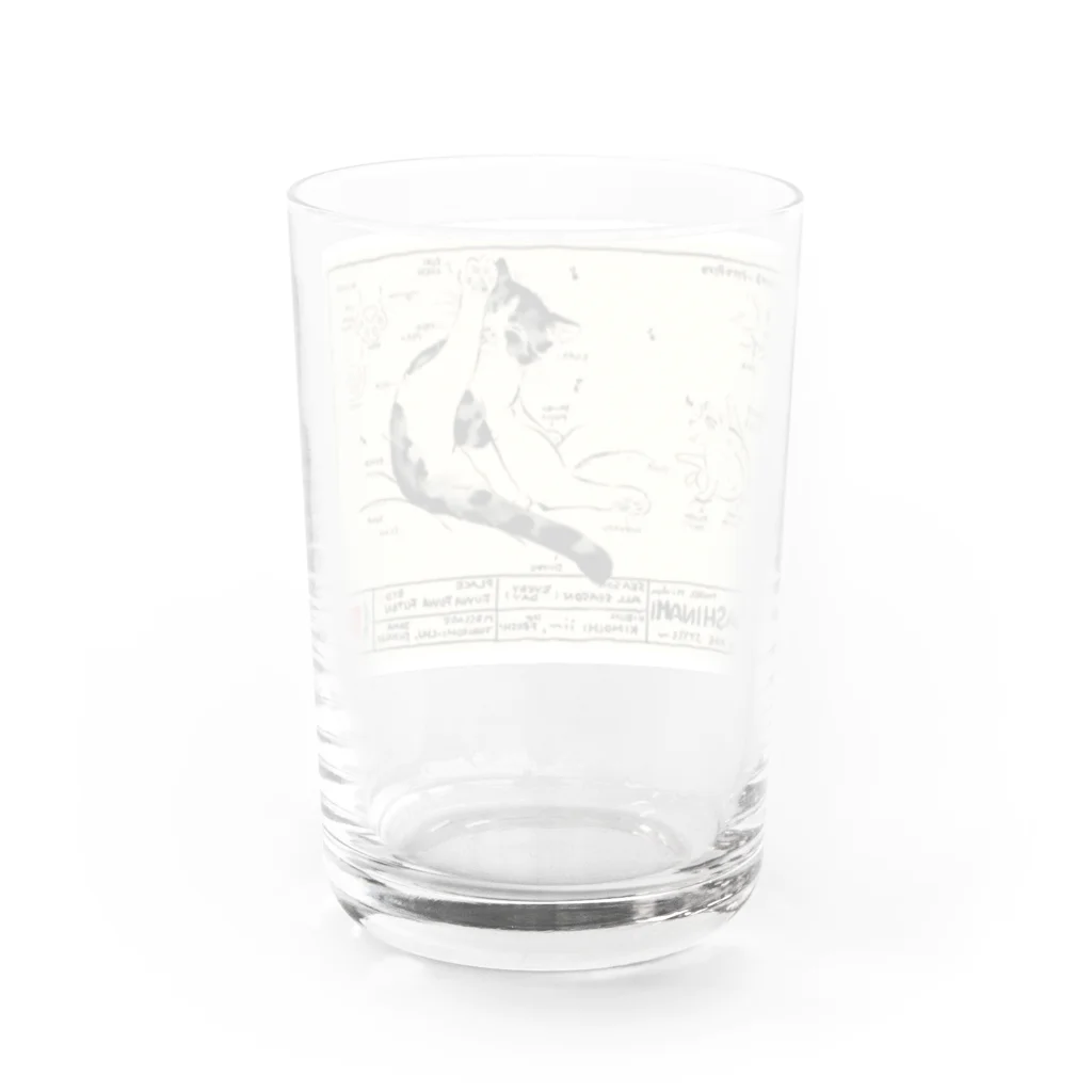 サヤマネコ suzuri店のミダシナミ Water Glass :back