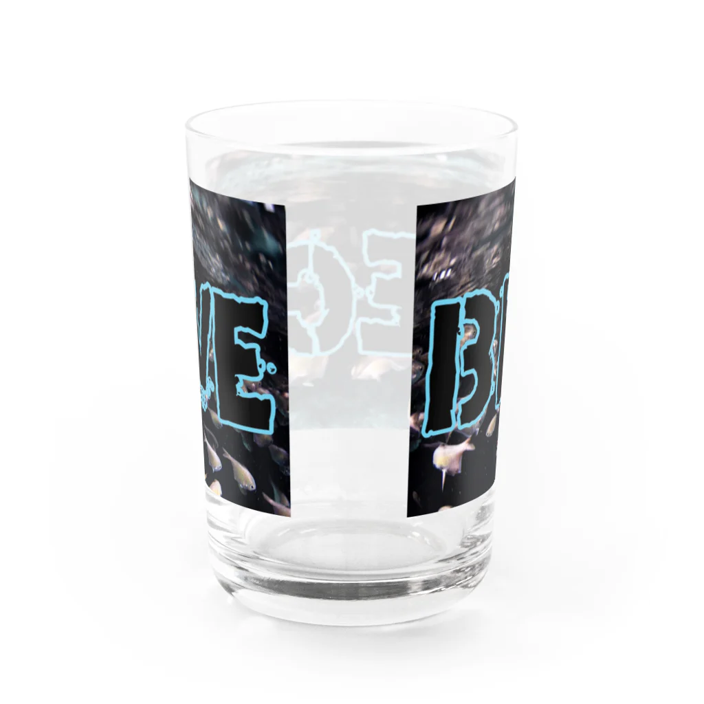 (株)えくぼの[BLUECAVEロゴ] Water Glass :back