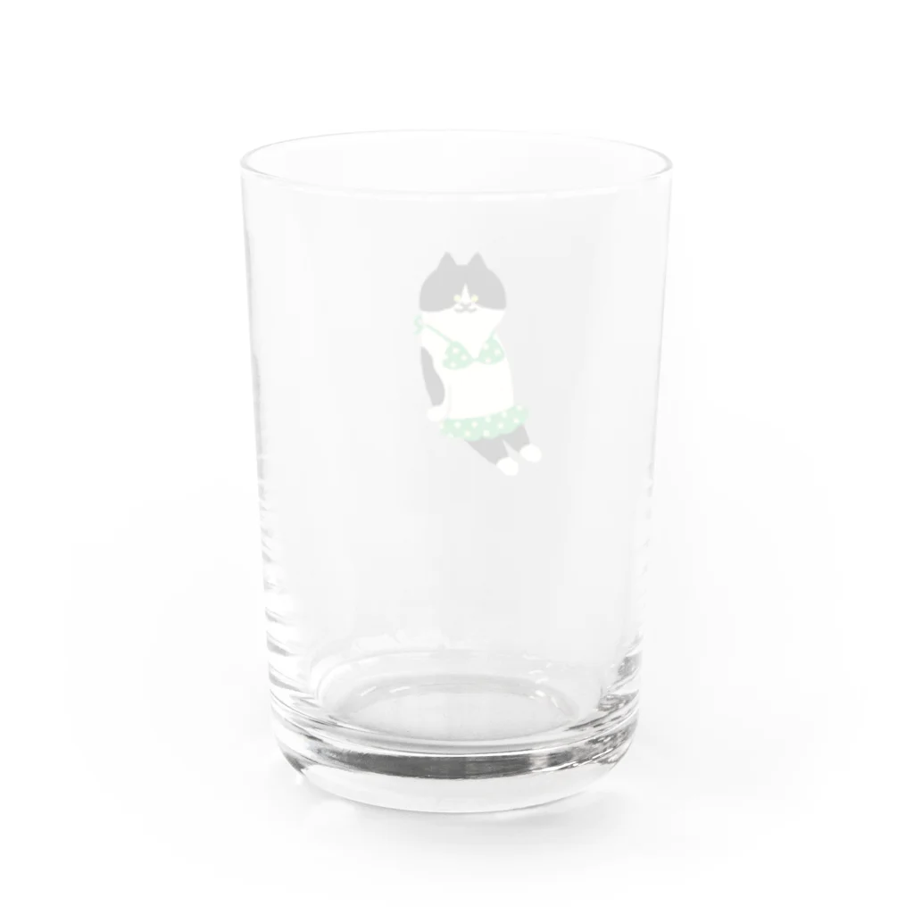 SUIMINグッズのお店の緑のビキニのねこ Water Glass :back