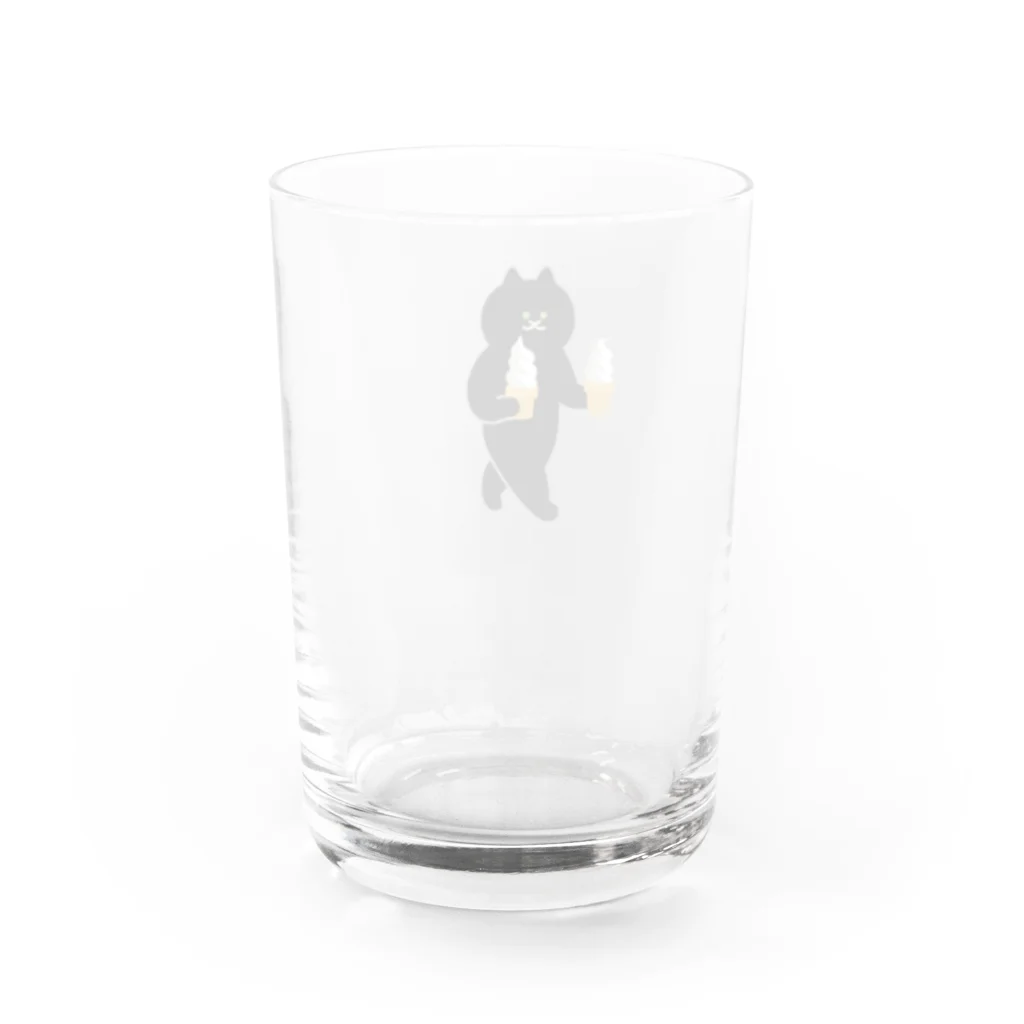 SUIMINグッズのお店のソフトクリームを急ぎめに運ぶねこ Water Glass :back