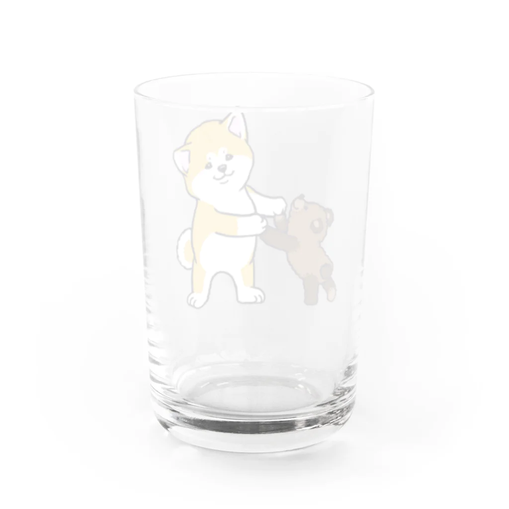 春風工房の秋田犬とぬいぐるみクマさん Water Glass :back