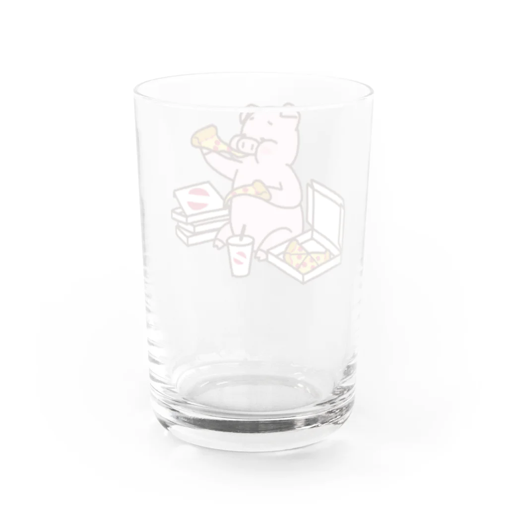 ichomaeのピザを食べるブタ（カラー） Water Glass :back