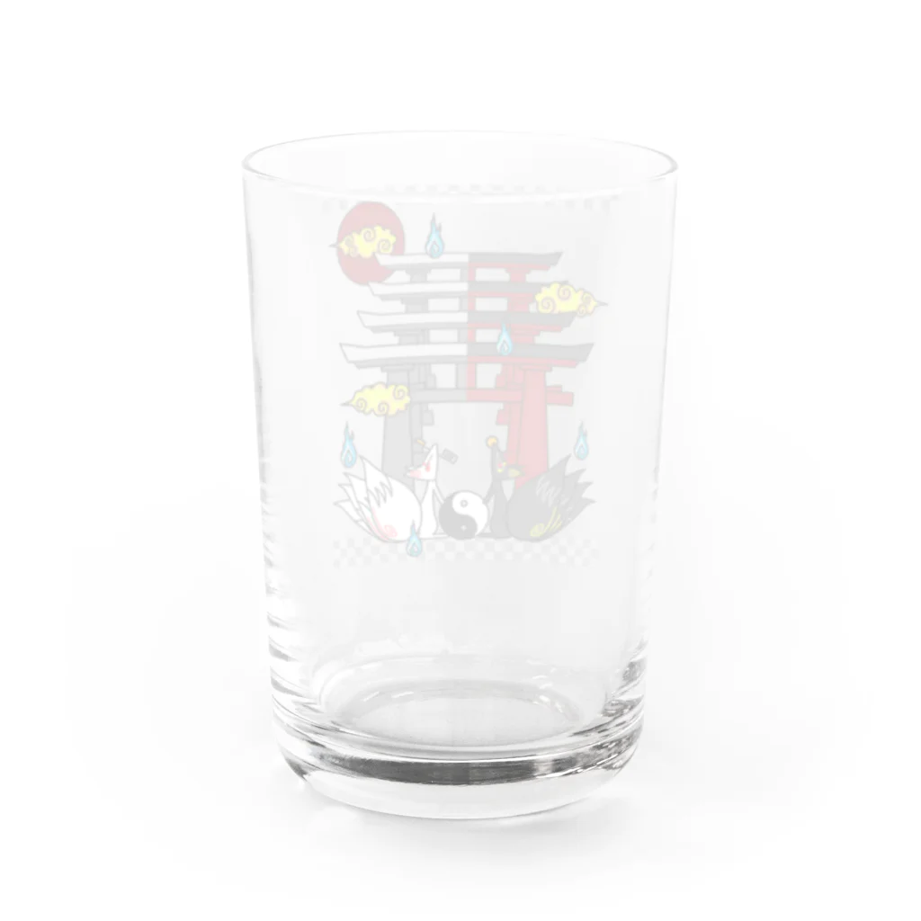 にゃーにゃー組@LINEスタンプ＊絵文字販売中！の四尾＊妖の夜 Water Glass :back