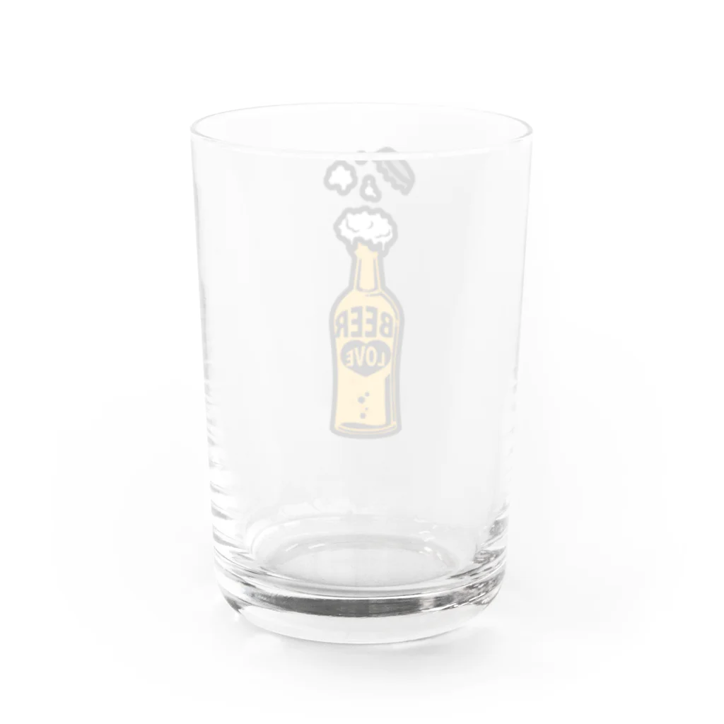 CɐkeccooのILOVEBEER-ビール瓶-お酒好きに Water Glass :back