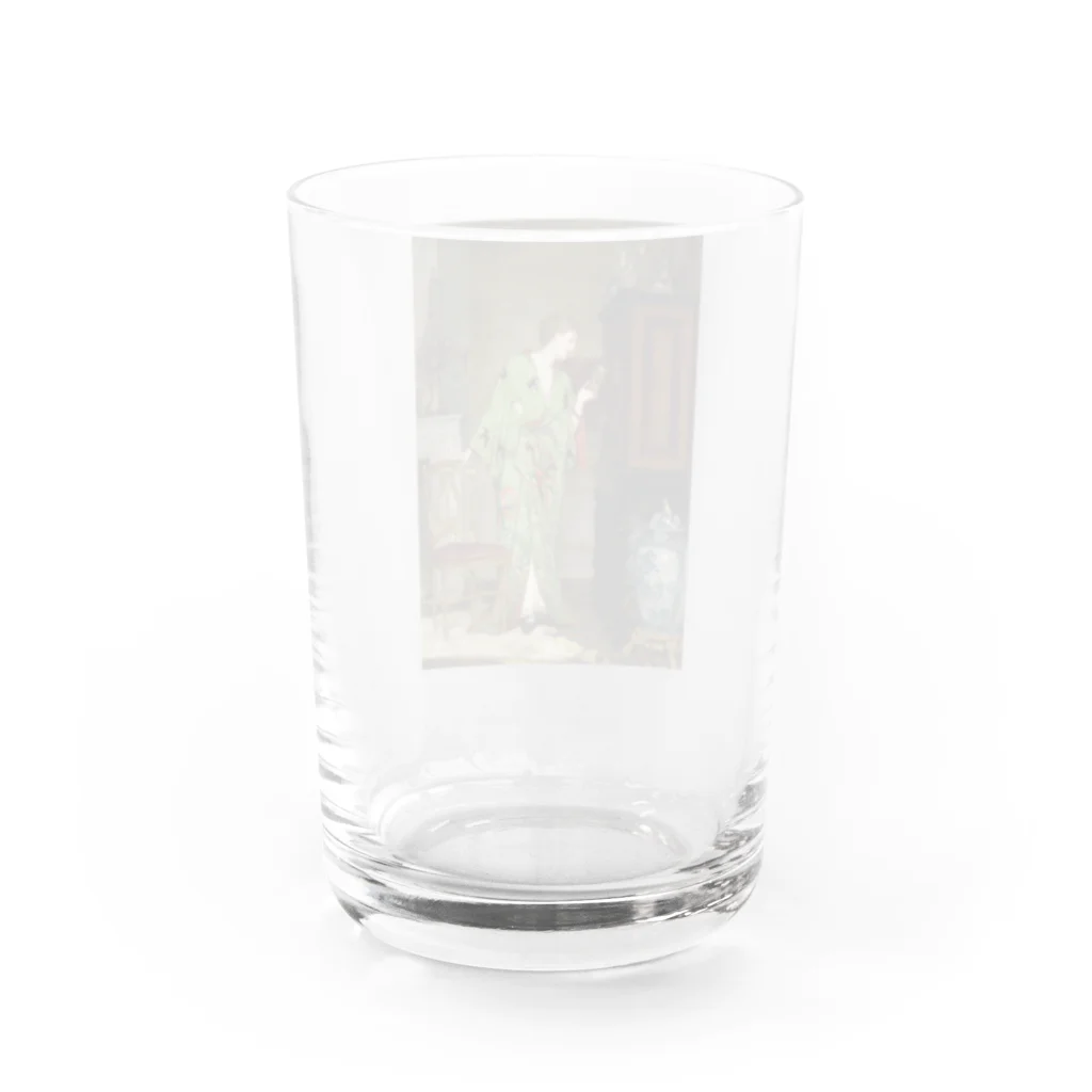 世界の絵画アートグッズのFrans Verhas 《緑のKimonoを着たコレクター》 Water Glass :back