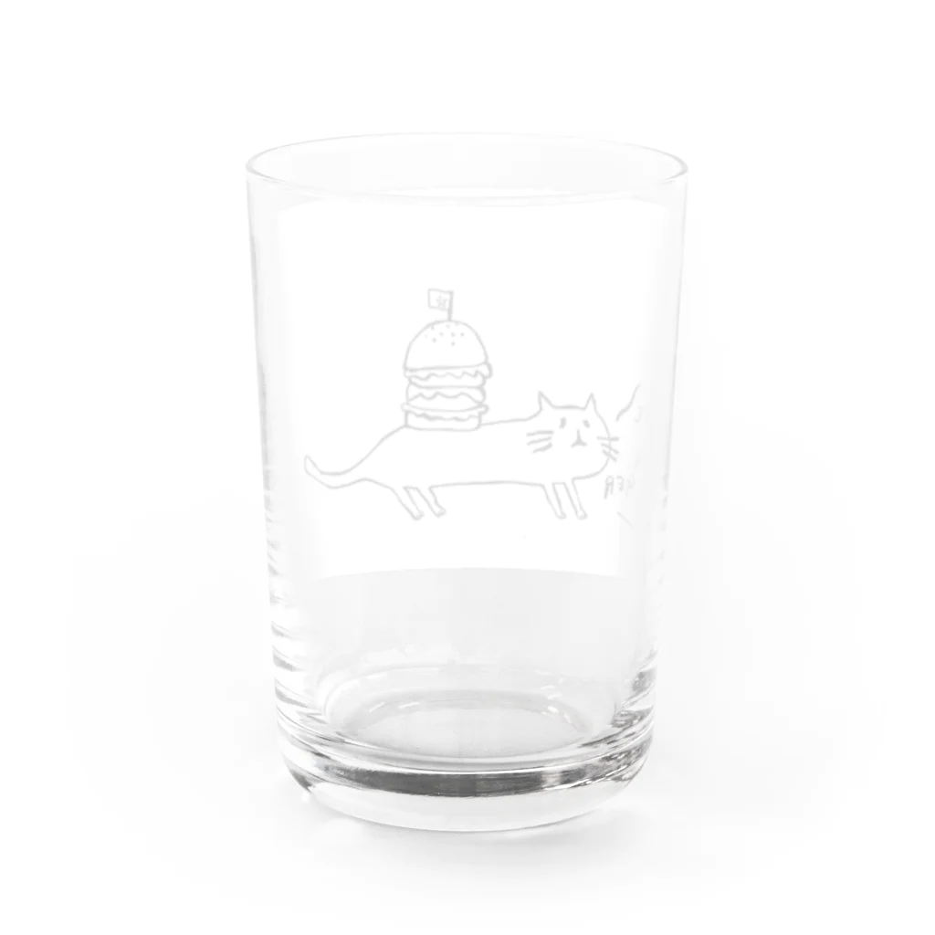 govigovi(ゴビゴビ)のネコとハンバーガー Water Glass :back