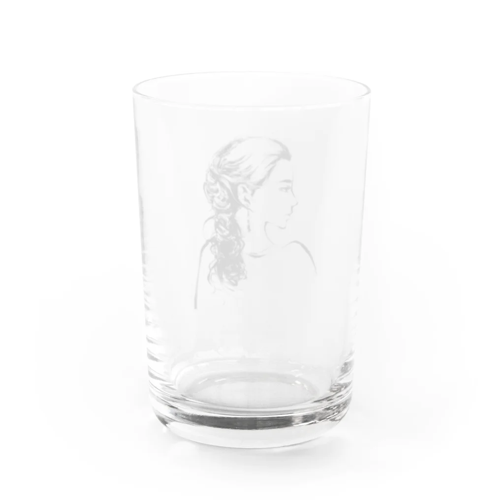 雲屋の編み込みロング横顔 Water Glass :back