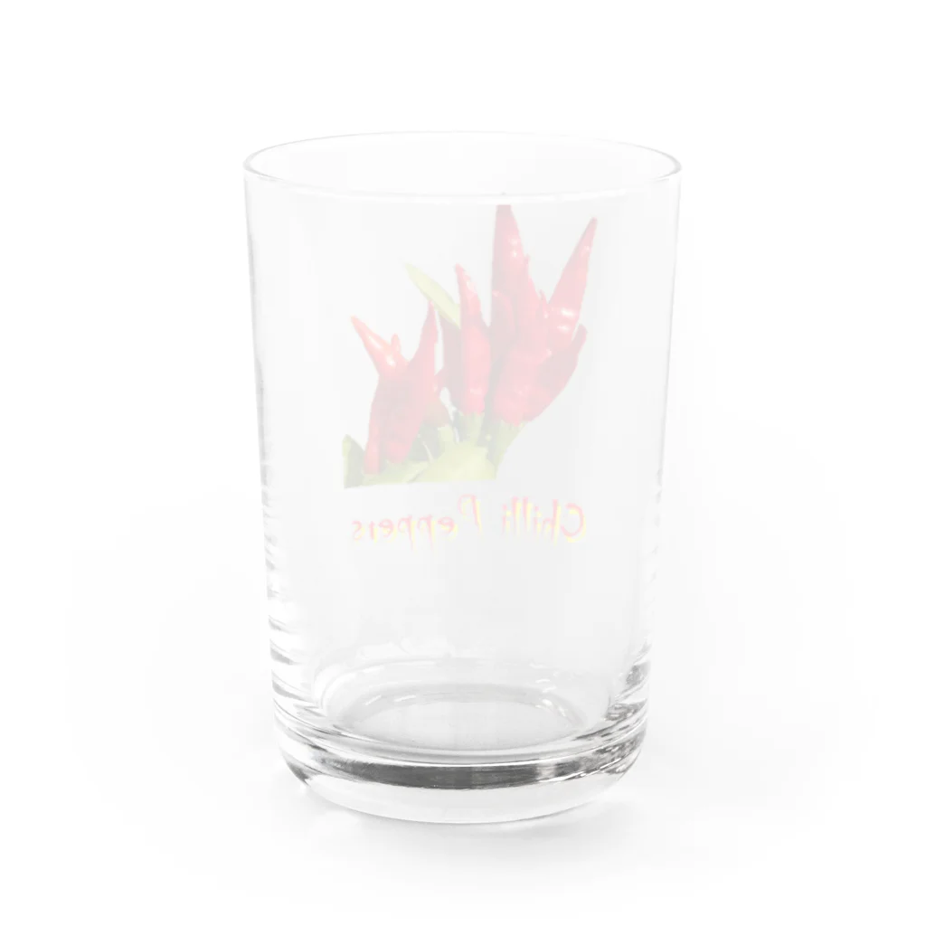 でおきしりぼ子の実験室のとうがらしー文字入り Water Glass :back