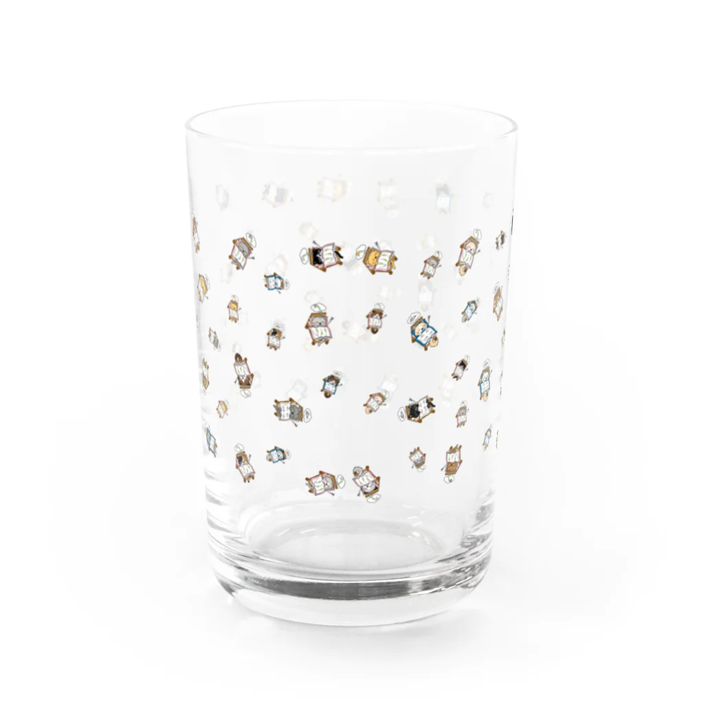 茶々の猫グッズのベッドで寝る猫 Water Glass :back