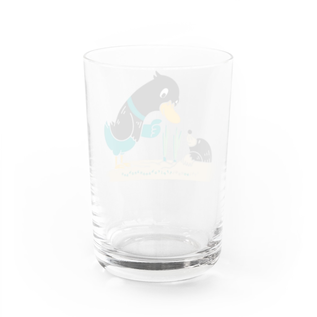 イラスト MONYAAT のネギを値切っている鴨カモかもB L Water Glass :back