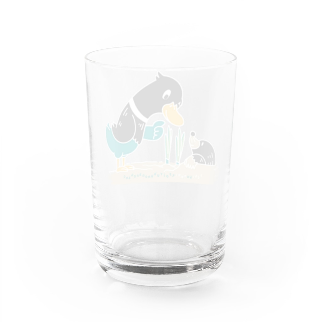 イラスト MONYAAT のネギを値切っている鴨カモかもCL Water Glass :back