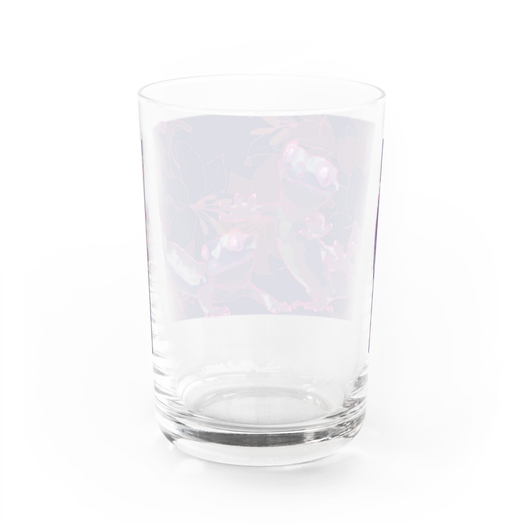 檸檬飴のカサブランカとクレステッドゲッコー(パープル) Water Glass :back