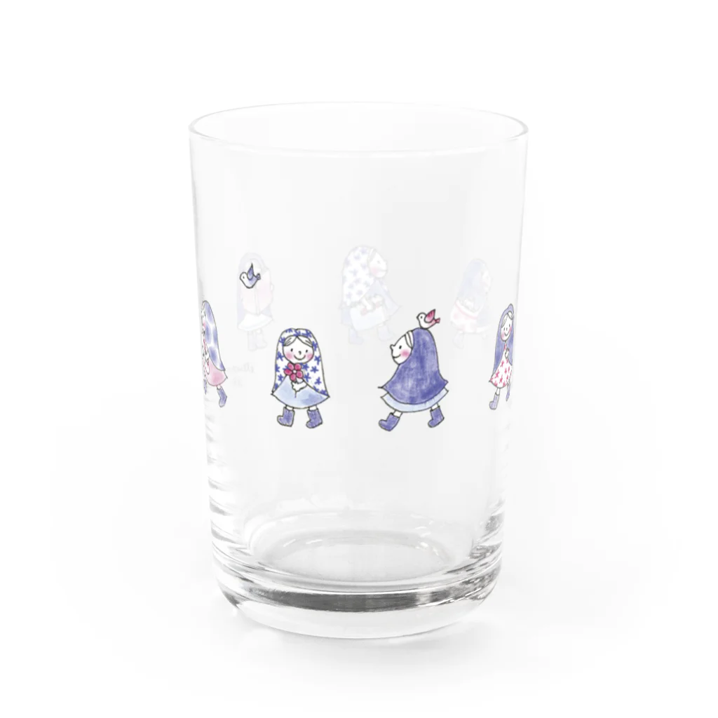 illustration akko shopのお散歩ずきんPurple Water Glass :back