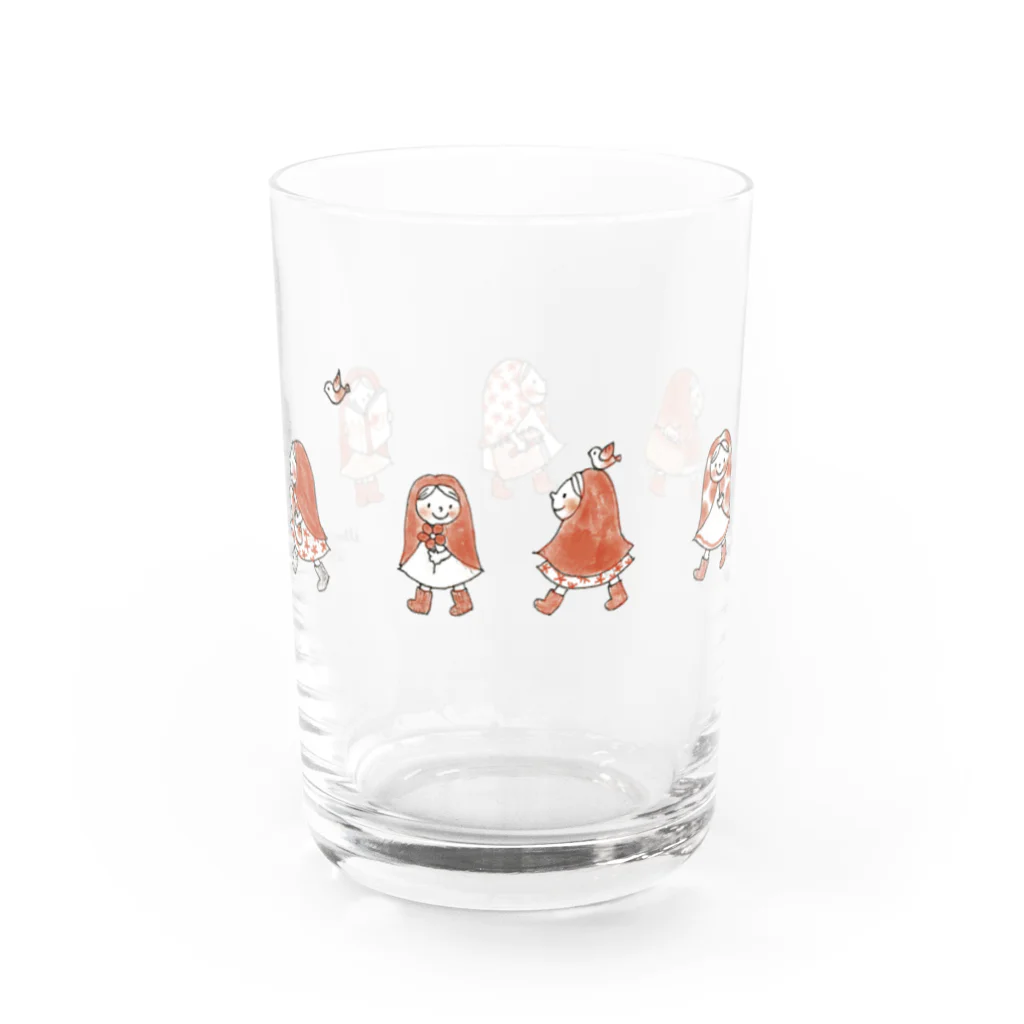 illustration akko shopのお散歩ずきんRed orange グラス反対面