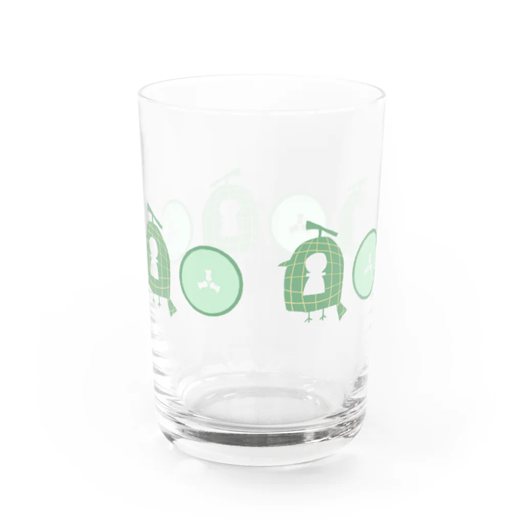 BeArtSuzumaruのメロンなモズコフン Water Glass :back