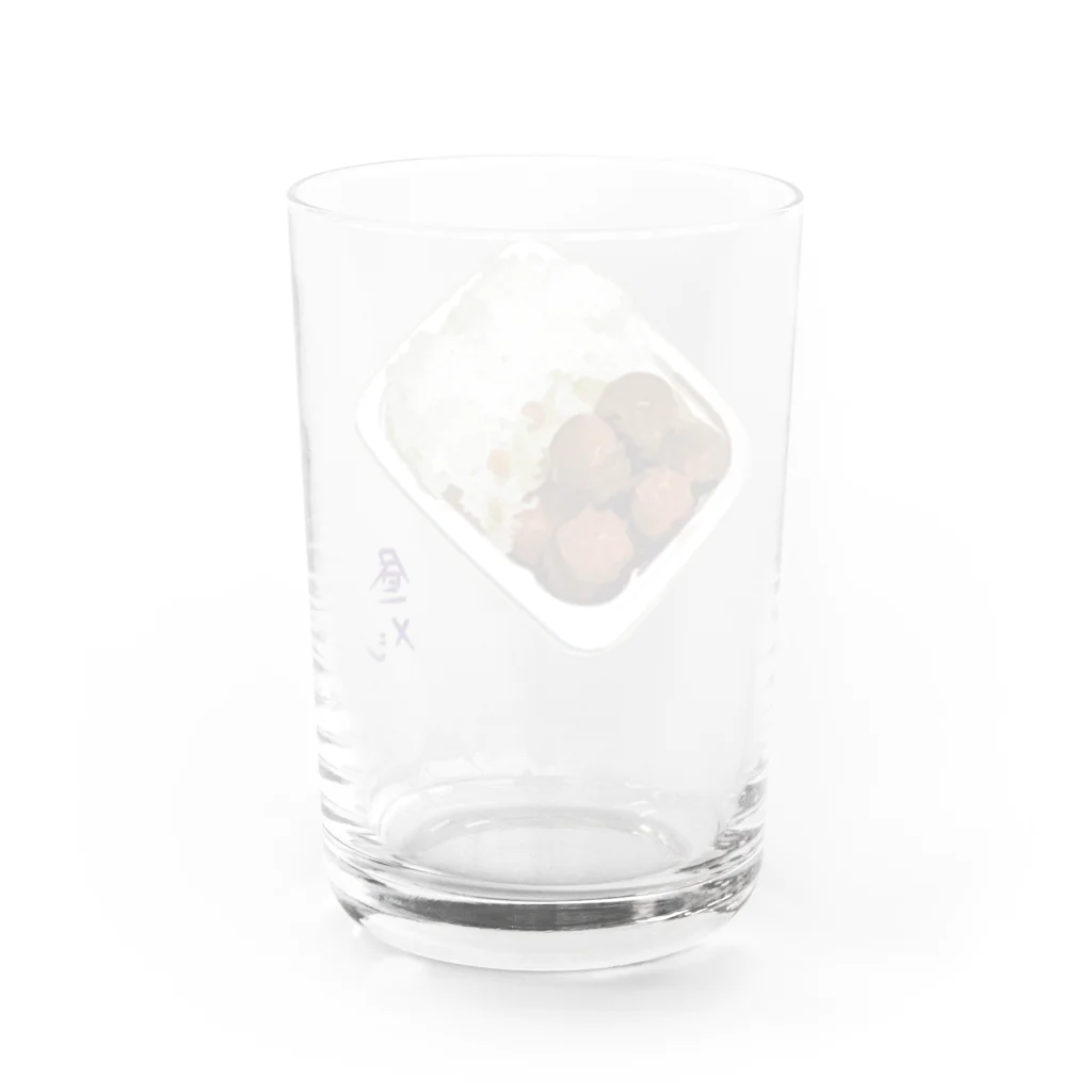脂身通信Ｚの昼メシ（パックご飯＆レトルトミートボール） Water Glass :back