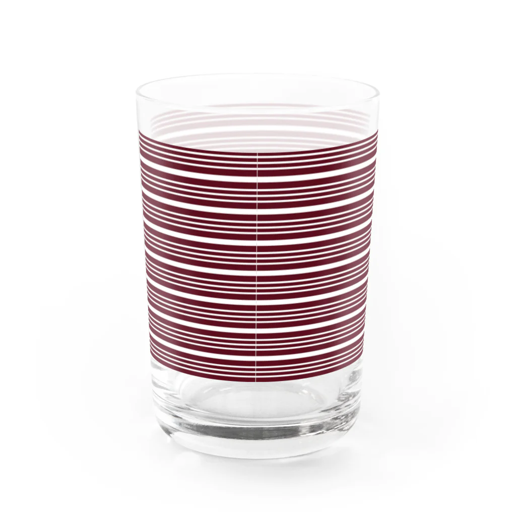 many many stripes.のボーダー赤 Water Glass :back