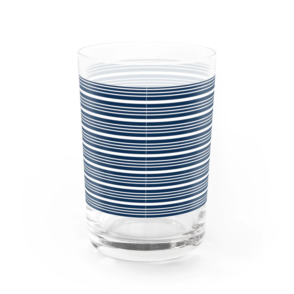 many many stripes.のボーダー青 Water Glass :back