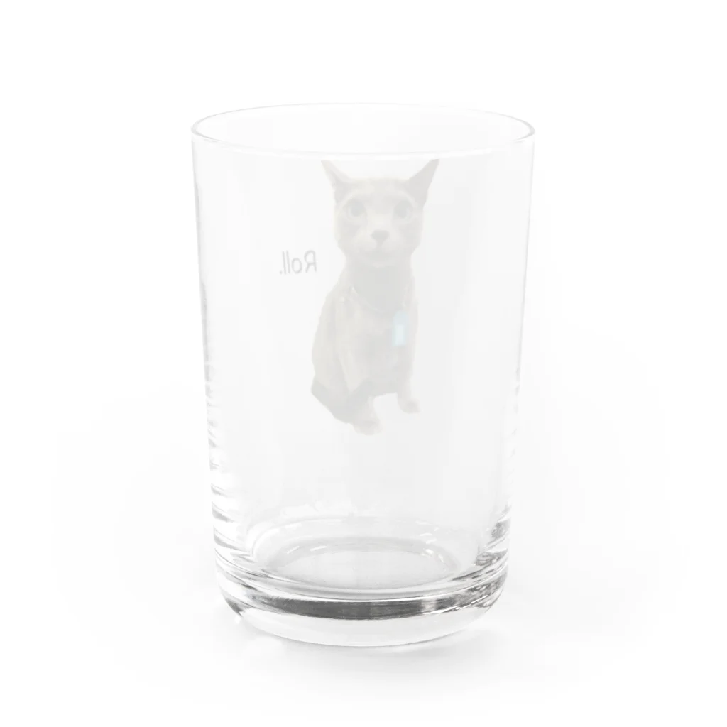 猫カフェ ぶぅたんグッズショップのすまし顔のロルくん グラス反対面