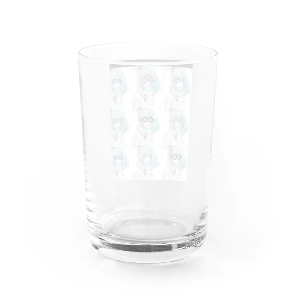 レモンかわいい女子♥️オリジナルショップのレモン手書きかわいいメガネ女子ちゃん♥️ Water Glass :back