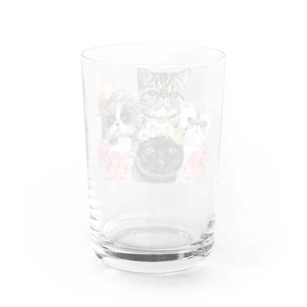 SANKAKU DESIGN STOREの仲良し！ぺちゃかわ猫ちゃんたちのバカンス。 Water Glass :back