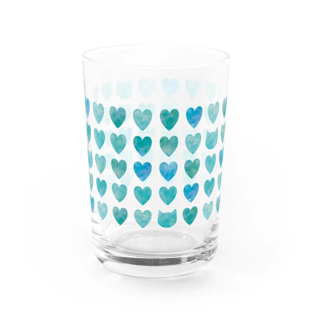 さくらもちゅ*のハートときどき猫　ミントグリーン Water Glass :back