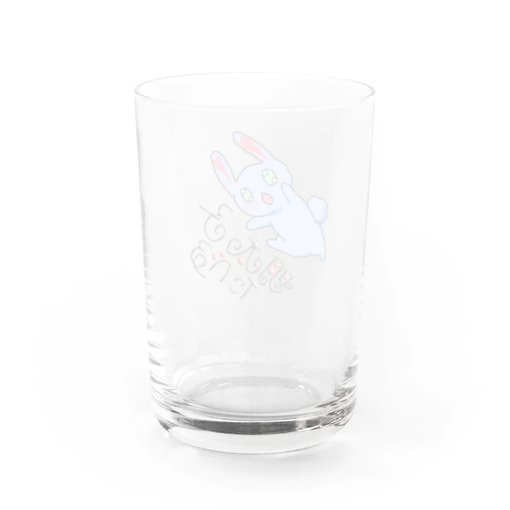 🌷🐇あざにゃの明太子をたべたい青うさぎ Water Glass :back