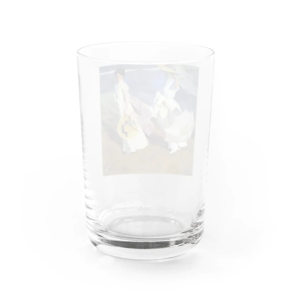 世界の絵画アートグッズのホアキン・ソローリャ《海辺の散歩》 Water Glass :back