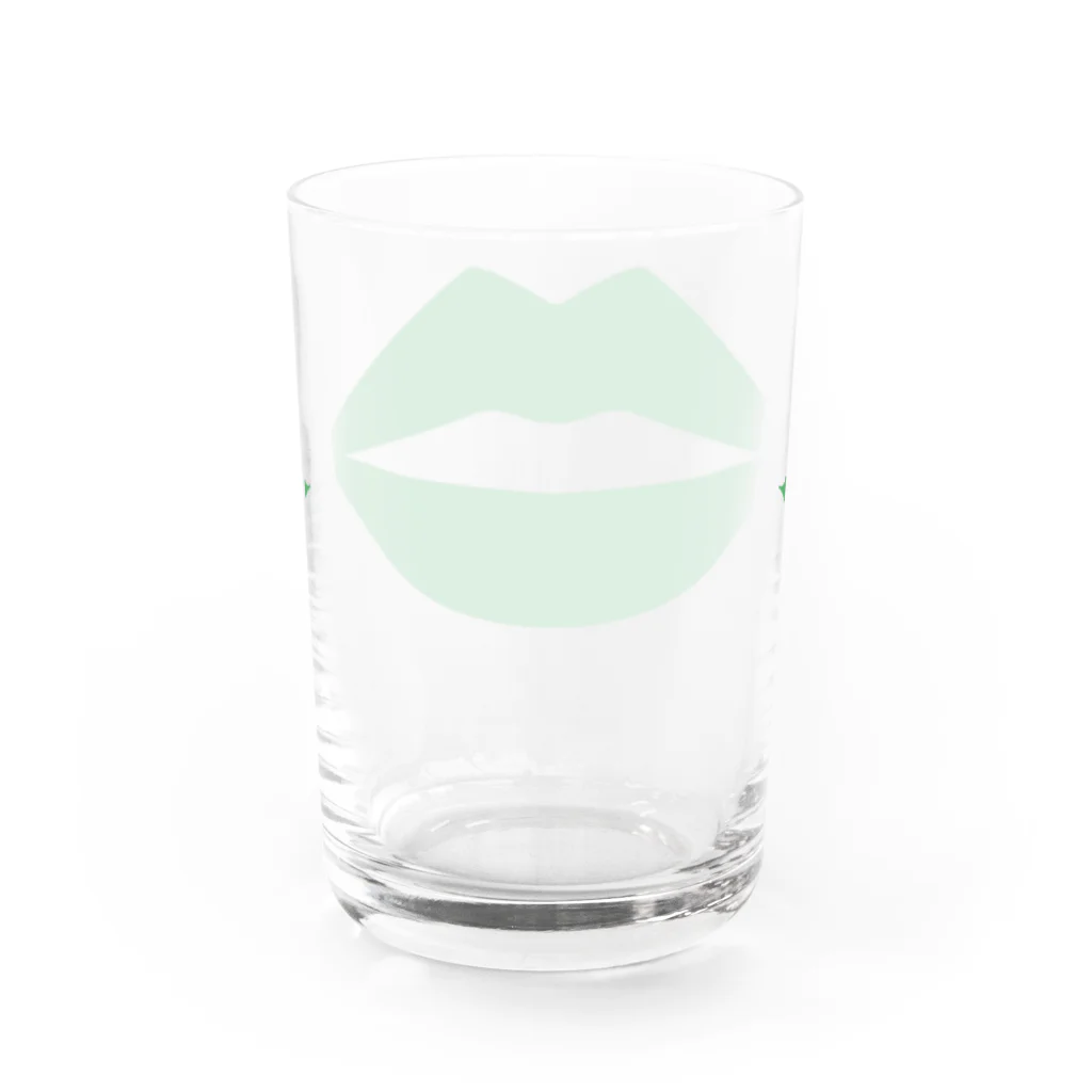 多摩市民のセクシーな唇(グリーン) Water Glass :back