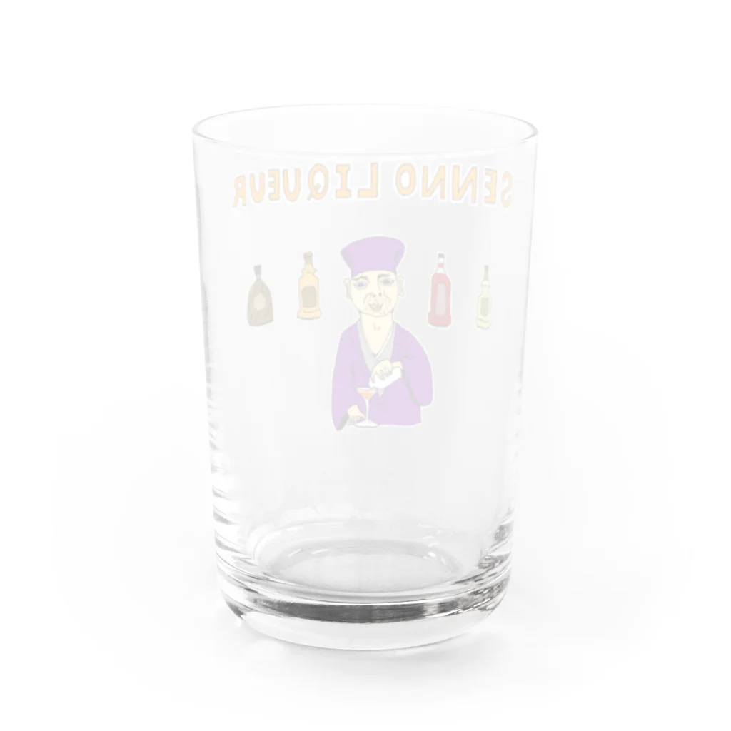 NIKORASU GOの歴史ユーモアダジャレデザイン「千利休る」（Tシャツ・パーカー・グッズ・ETC） Water Glass :back