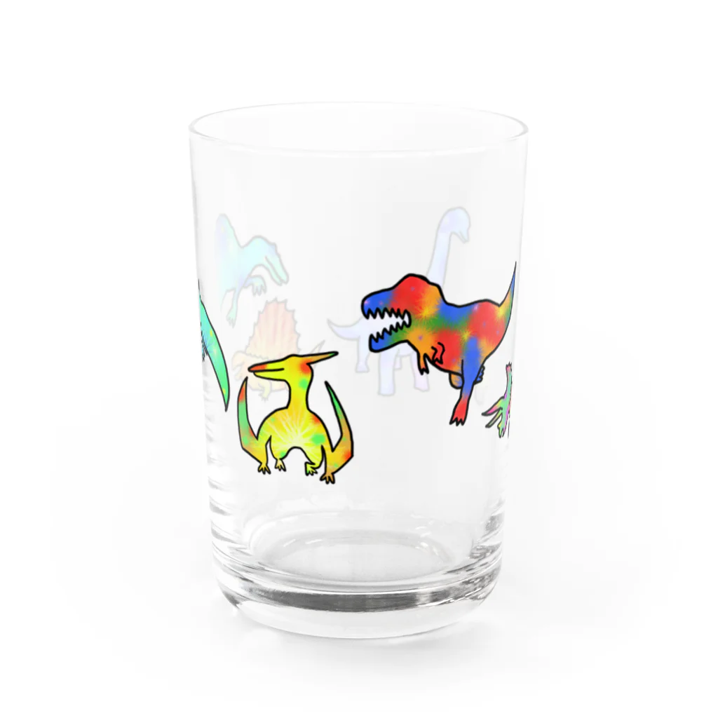 pluのカラフル恐竜❤️💛💚💙💜 Water Glass :back