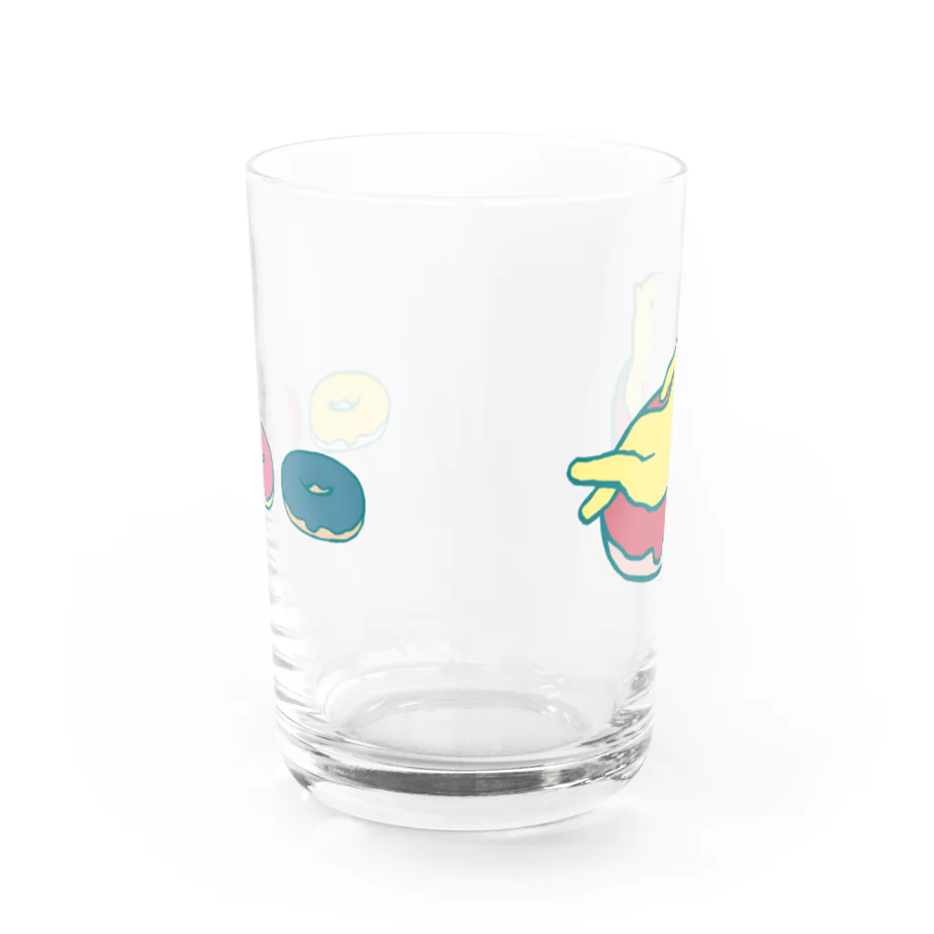 くつろぎ商店のくつろぐこいぬとドーナツ Water Glass :back