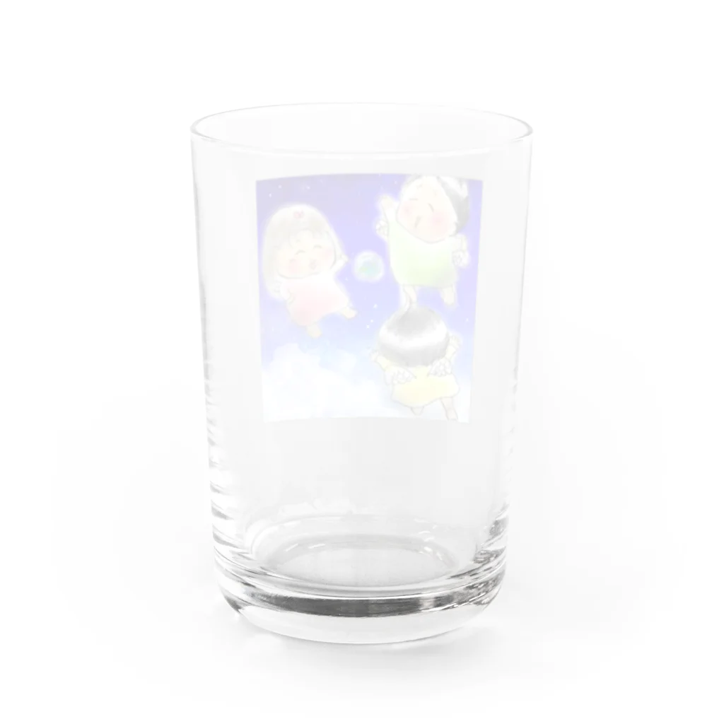 まるまる堂のお空の上から地球をみてたよ Water Glass :back