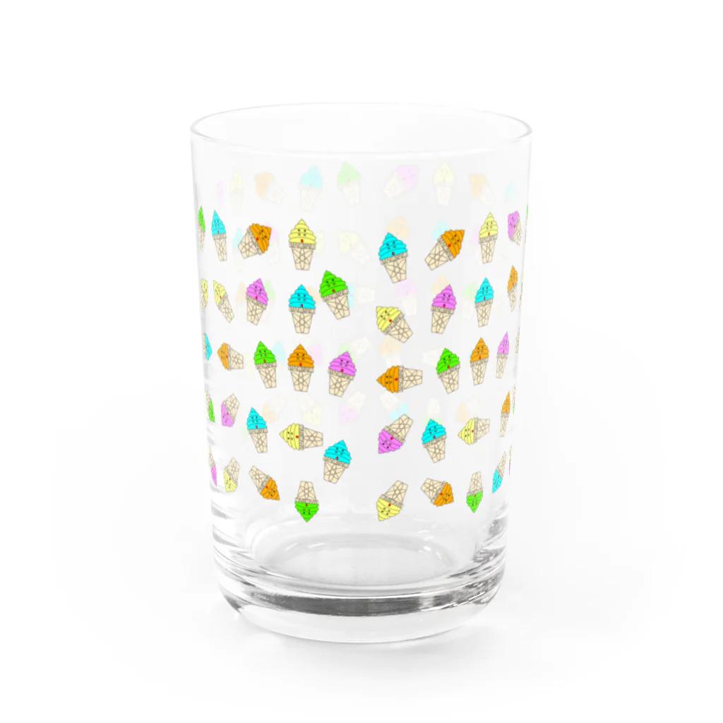 マクマク屋のお絵かきのソフトクリームのSOFUTOくん！！ファミリー Water Glass :back