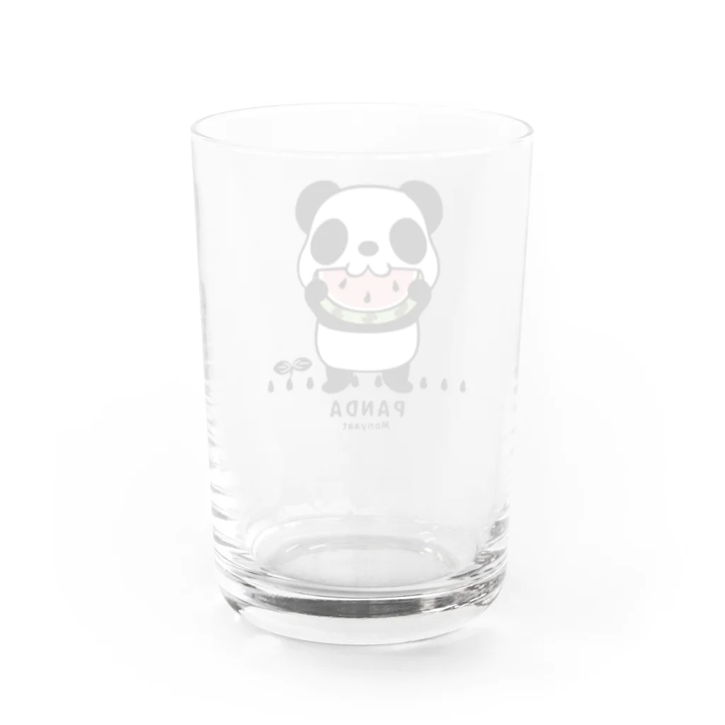 イラスト MONYAAT のスイカを食べるパンダちゃん C Water Glass :back